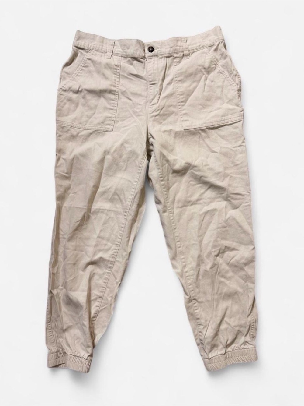 GAP women's Elastic Cuff Joggers in Light Beige